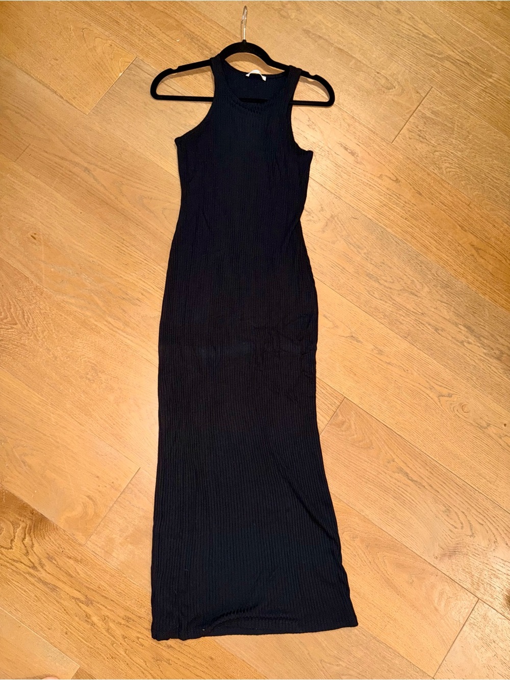 Reformation Black Ribbed Tank Maxi Dress